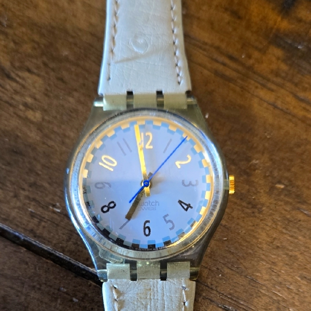 Swatch Beige and Gold Analog Watch